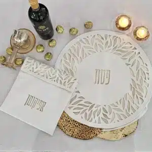 סט כיסוי מצה & אפיקומן  תבל שמנת