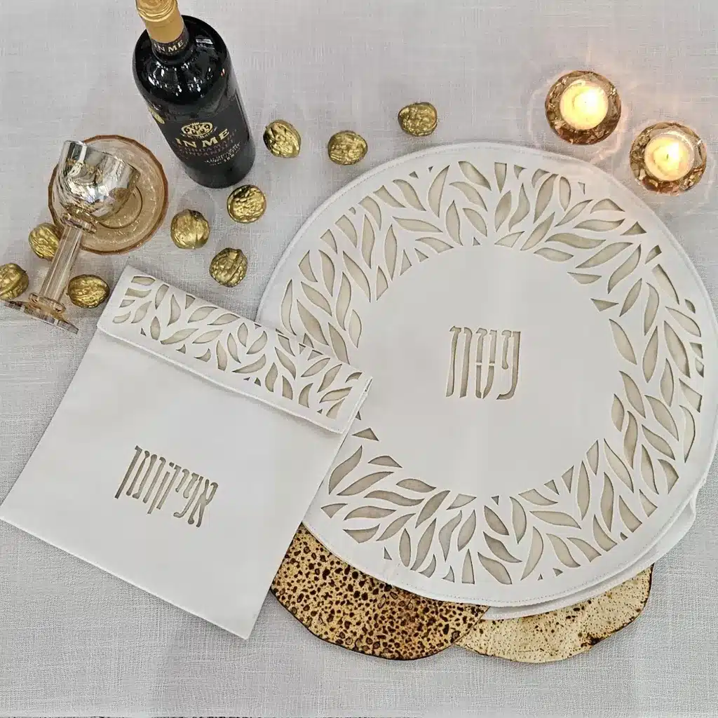 סט כיסוי מצה & אפיקומן תבל שמנת